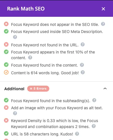 on-page SEO | rank math optimise