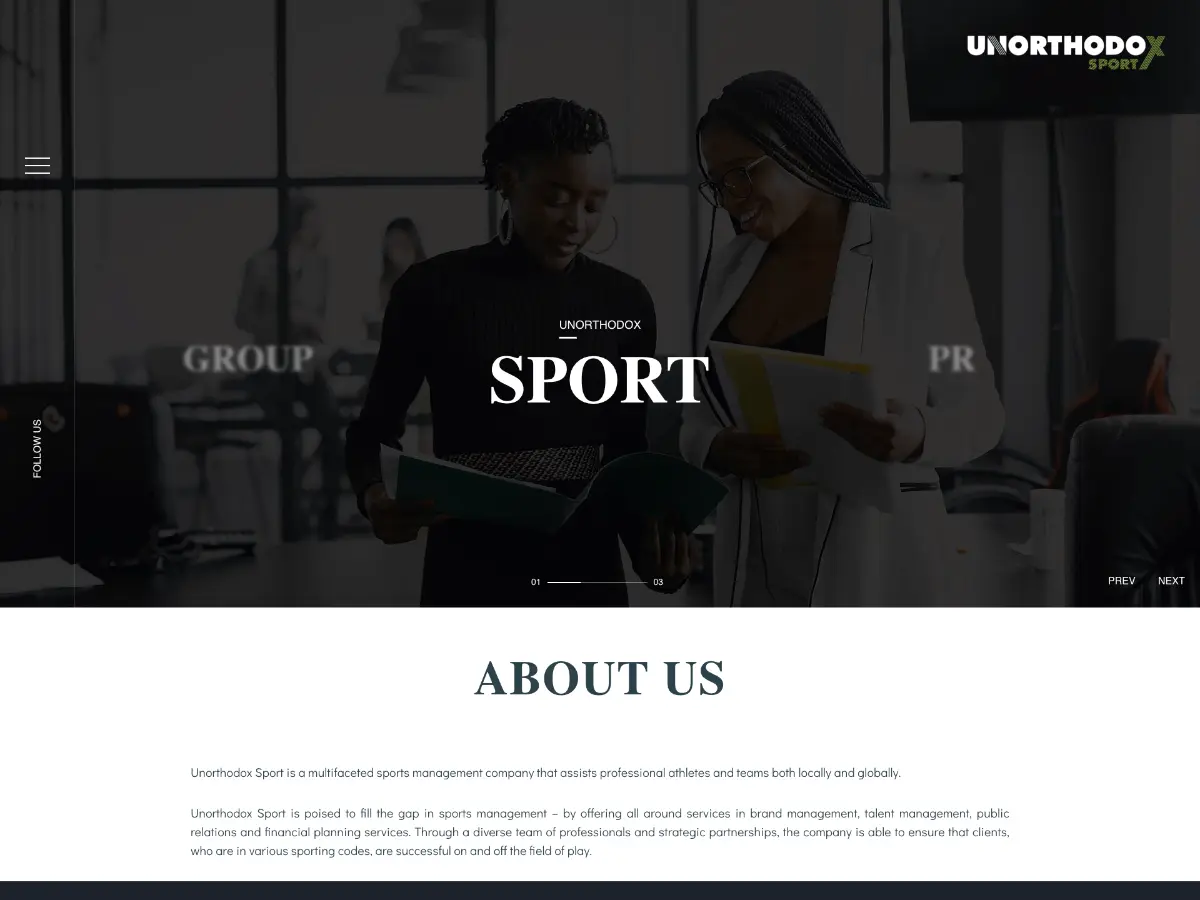 unorthodox sport website homepage